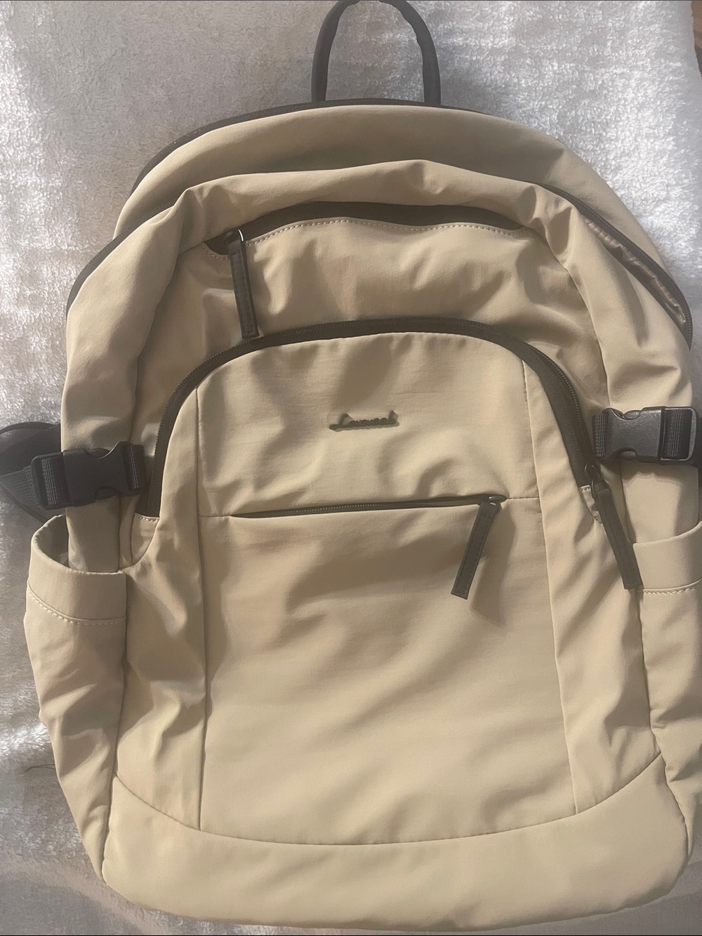 Neutral Beige Women's Backpack with Front Pocket